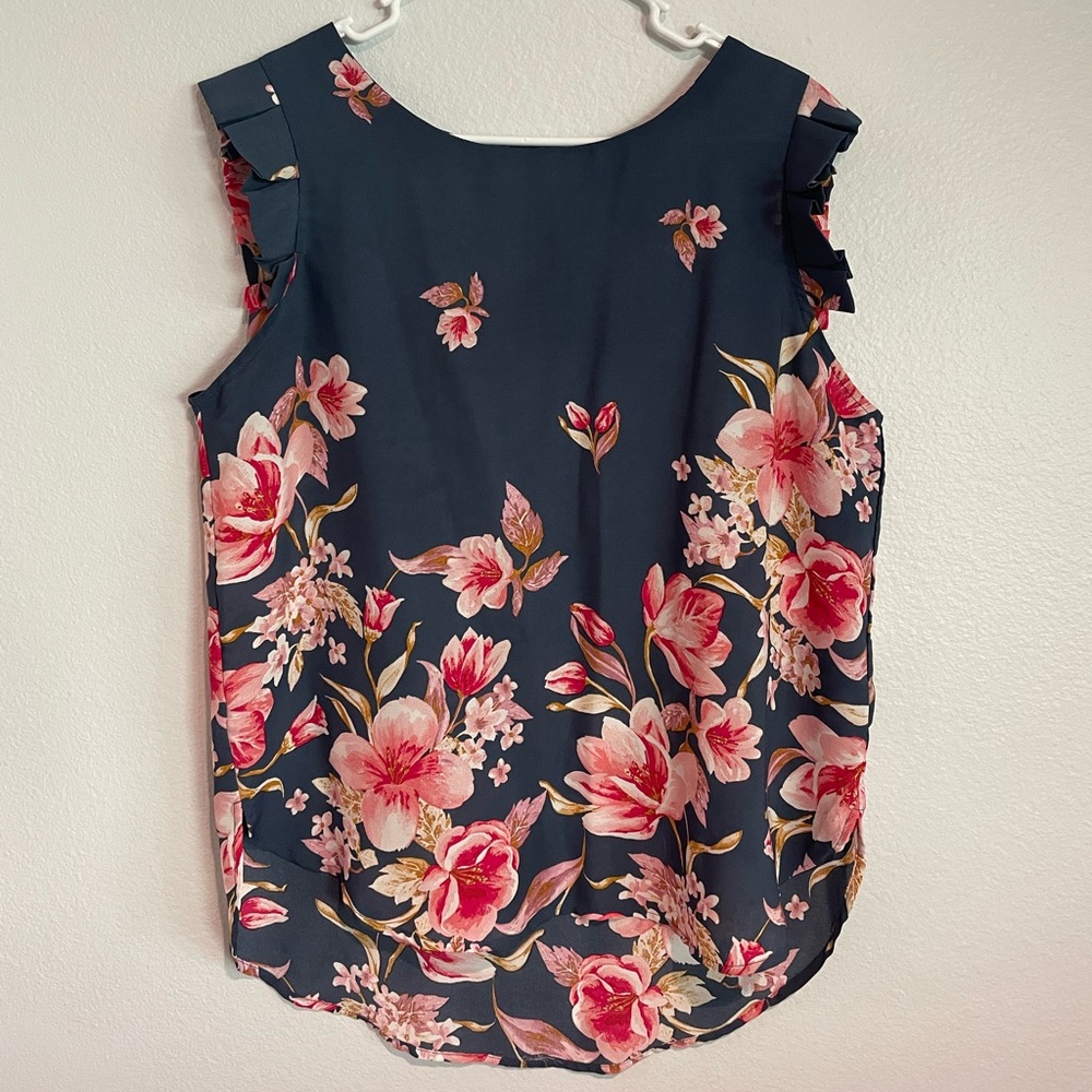 Sweet Rain Women’s XL Sleeveless Floral Blouse